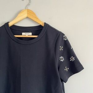 Madewell | Black Short Sleeve Shirt with Detailed Sleeve